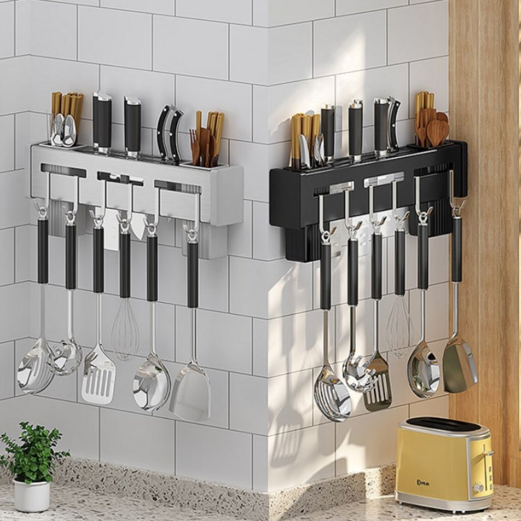 Kitchen Wall-mounted Rack Free Punching Chopsticks Holder, Color:Brushed 30cm by bashfashion