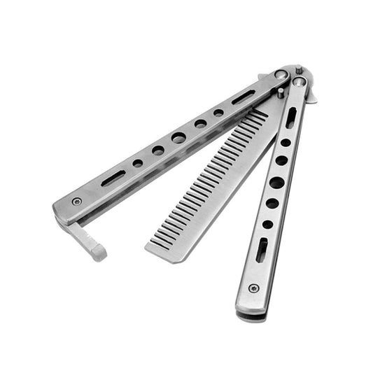 Salon Stainless Steel Practice Comb Practice Knife (Uncut) Butterfly Comb(Silver) by bashfashion