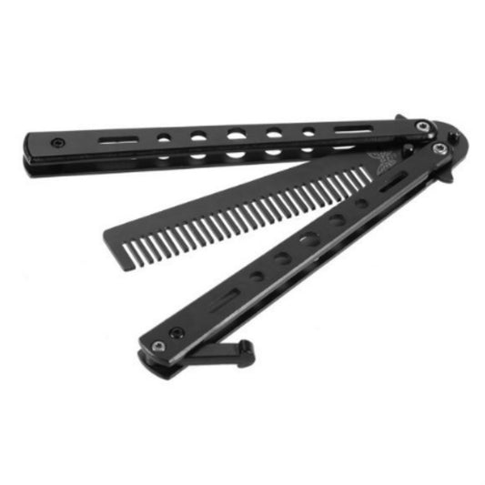 Salon Stainless Steel Practice Comb Practice Knife (Uncut) Butterfly Comb(Black) by bashfashion