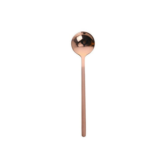 Mini Accessories Coffee Spoon Kitchen Dessertspoon Dining Round Shape Coffee Stainless Steel Home, Size:13cm(Rose Gold) by bashfashion