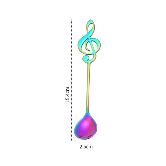 Creative Musical Note Spoon Coffee Stirring Scoop Stainless Steel Titanium Music Bar Spoon Gift Spoon(Colorful) by bashfashion