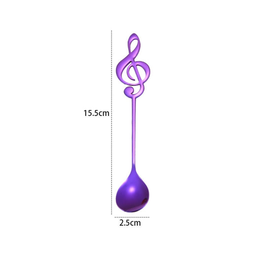 Creative Musical Note Spoon Coffee Stirring Scoop Stainless Steel Titanium Music Bar Spoon Gift Spoon(Purple) by bashfashion