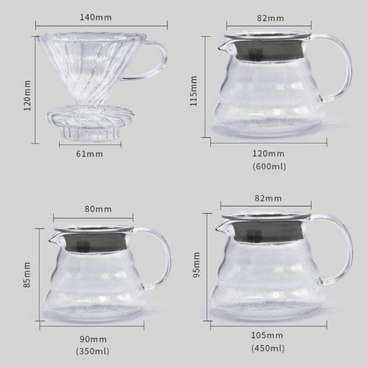 Heat-resistant Hand-made Coffee Glass Pot Cloud Coffee Sharing Pot, Specification:600ml Integrated Glass Filter Cup by bashfashion
