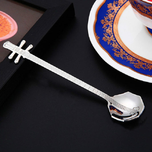 Stainless Steel Coffee Mixing Spoon Creative Musical Instrument Shape Spoon, Style:Octagonal, Color:Silver by bashfashion