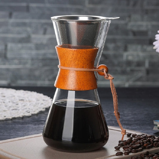 Heat Resistant Glass Coffee Pot Convenient Hand Made Pot, Specification:600ml Coffee Pot with Strainer by bashfashion