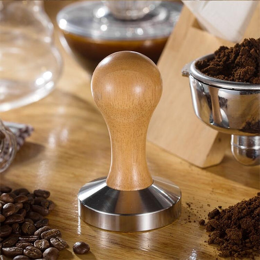 Stainless Steel Solid Wood Handle Integrated Coffee Powder, Specification:58mm, Color:Oak Handle by bashfashion
