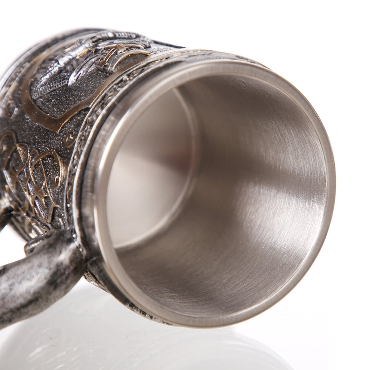 3D Viking Skull Coffee Beer Mug Skull Mug Beer Wine Drink Gift Stainless Steel Knight Decorative Cup for Men Mug by bashfashion