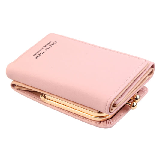 Short Wllet Lady Small Wallet Multi-Card Three Fold(Pink) by bashfashion