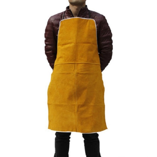 Full Leather Electric Welding Apron High Temperature Fireproof Star Splash Protective Clothing(Orange) by bashfashion