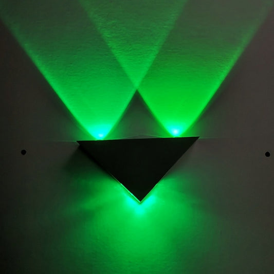 3W Aluminum Triangle Wall Lamp Home Lighting Indoor Outdoor Decoration Light, AC 85-265V(Green Light) by bashfashion