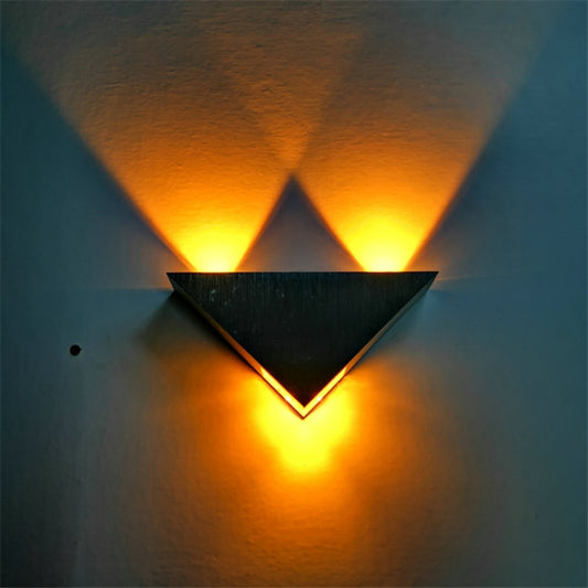 3W Aluminum Triangle Wall Lamp Home Lighting Indoor Outdoor Decoration Light, AC 85-265V(Yellow Light) by bashfashion