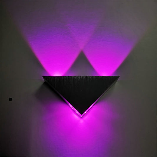 3W Aluminum Triangle Wall Lamp Home Lighting Indoor Outdoor Decoration Light, AC 85-265V(Purple Light) by bashfashion