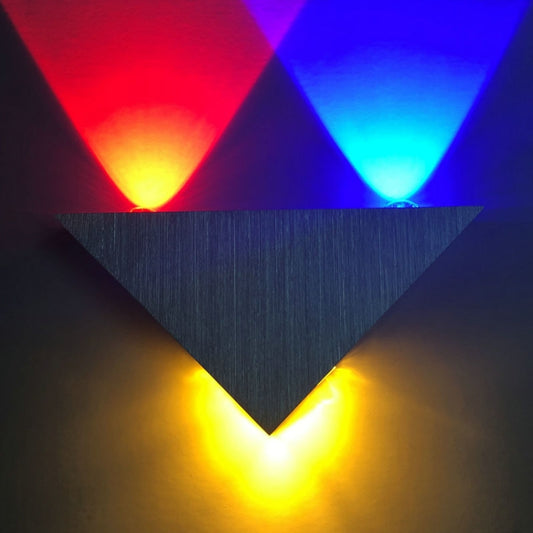 3W Aluminum Triangle Wall Lamp Home Lighting Indoor Outdoor Decoration Light, AC 85-265V(Mixed Colour Light) by bashfashion
