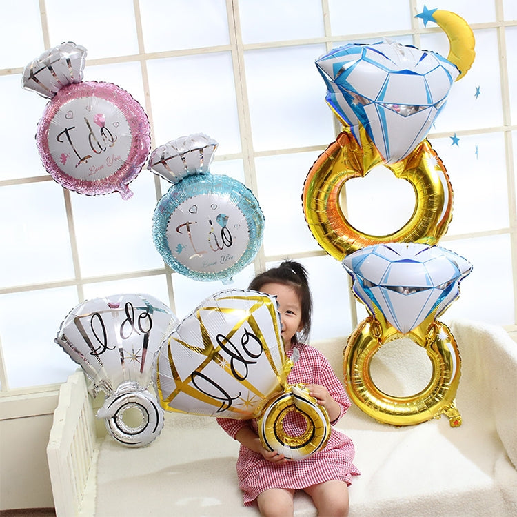 Wedding Marriage Room Decoration Balloon Diamond Ring Foil Balloon, Specification:Large Gold Diamond by bashfashion