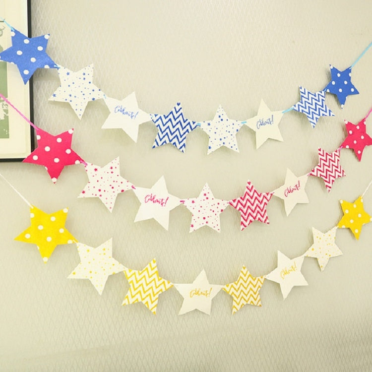 Five-pointed Star Pull Flower Bunting Birthday Holiday Party Decoration Store Dress up Layout Supplies(Gold) by bashfashion
