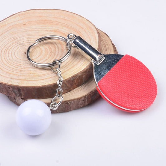 2 PCS Creative Metal table Tennis Keychain Handmade Jewelry Gift Sports Keychain, Specification:2×2.8×6.5cm(Red) by bashfashion