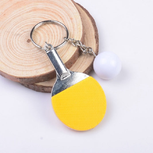 2 PCS Creative Metal table Tennis Keychain Handmade Jewelry Gift Sports Keychain, Specification:2×2.8×6.5cm(Yellow) by bashfashion