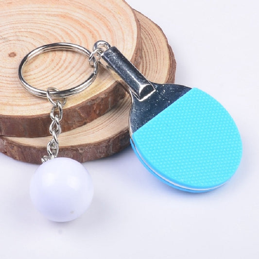 2 PCS Creative Metal table Tennis Keychain Handmade Jewelry Gift Sports Keychain, Specification:2×2.8×6.5cm(Light Blue) by bashfashion