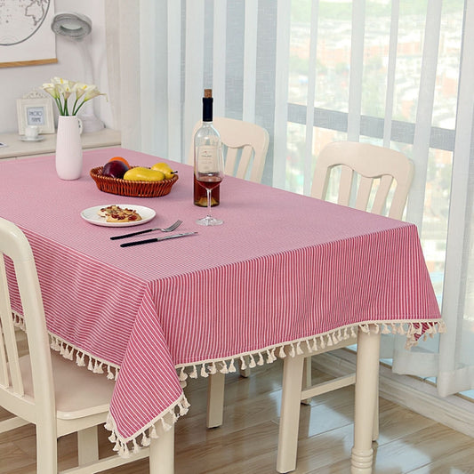Cloth Cotton Dining Tablecloth Decoration Cloth, Size:140x200cm(Pink Stripe) by bashfashion