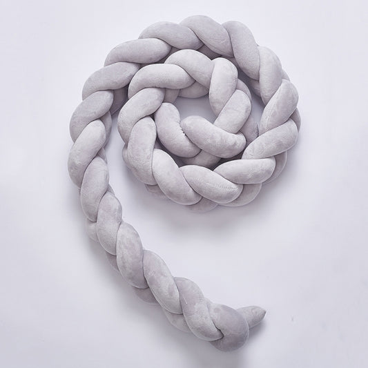 2M Pure Color Weaving Knot for Infant Room Decor Crib Protector Newborn Baby Bed Bumper Bedding Accessories(Grey) by bashfashion