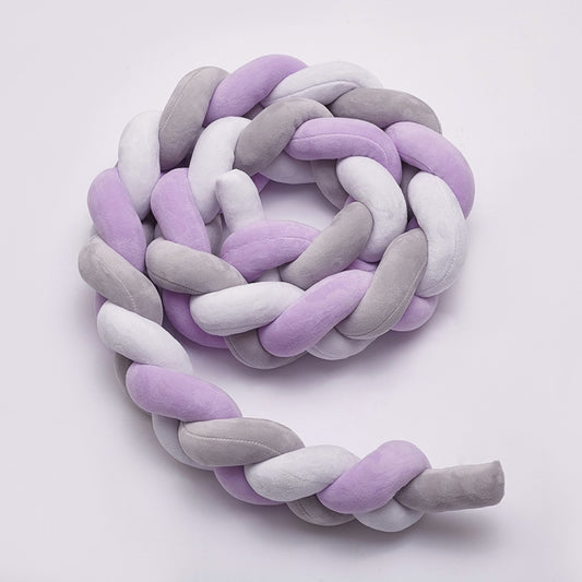 2M Pure Color Weaving Knot for Infant Room Decor Crib Protector Newborn Baby Bed Bumper Bedding Accessories(White Grey Purple) by bashfashion