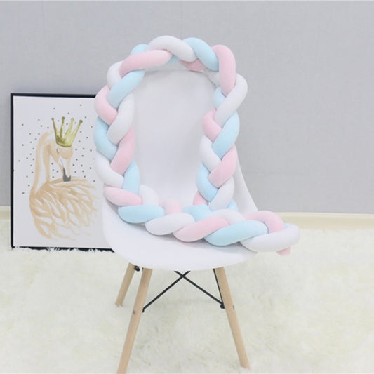 2M Pure Color Weaving Knot for Infant Room Decor Crib Protector Newborn Baby Bed Bumper Bedding Accessories(White Pink Blue) by bashfashion