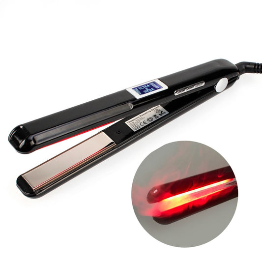 RUCHA Ultrasonic Infrared Hair Care Iron Straightener with Adjustable Upgraded LCD Display, Plug standard:EU(Black) by bashfashion