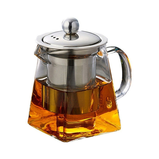 Stainless Steel Clear Heat Resistant Glass Filter Tea Pot, Capacity: 550ml by bashfashion