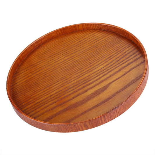 Creative Round Solid Wood Tea Tray Hotel Wooden Tay Storage Tray, Diameter: 24 cm by bashfashion