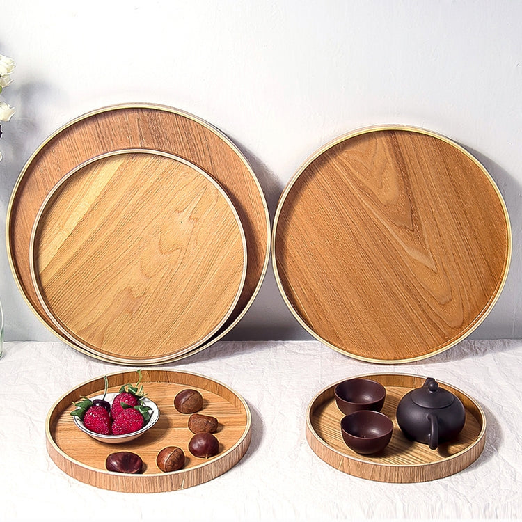 Creative Round Solid Wood Tea Tray Hotel Wooden Tay Storage Tray, Diameter: 30cm by bashfashion