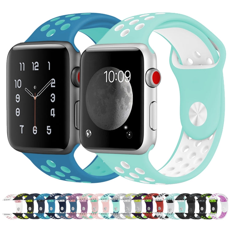 For Apple Watch Series 7 41mm / 6 & SE & 5 & 4 40mm / 3 & 2 & 1 38mm Fashionable Classical Silicone Sport Watch Band(Blue Powder) by bashfashion