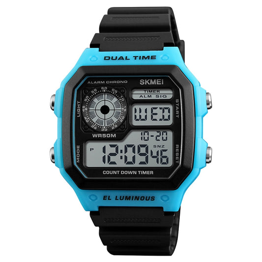 SKMEI 1299 Multifunctional Outdoor Sports Noctilucent Waterproof Digital Display Wrist Watch (Blue) by SKMEI