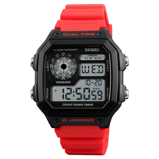 SKMEI 1299 Multifunctional Outdoor Sports Noctilucent Waterproof Digital Display Wrist Watch (Red) by SKMEI