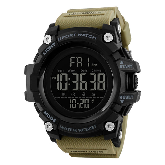 SKMEI 1384 Multifunctional Men Outdoor Fashion Noctilucent Waterproof LED Digital Watch (Khaki) by SKMEI
