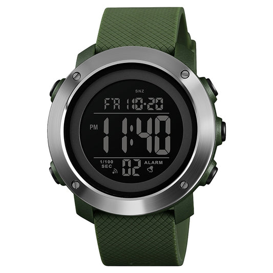 SKMEI 1416 Multifunctional Outdoor Fashion Noctilucent Waterproof Steel Ring Digital Watch (Army Green) by SKMEI