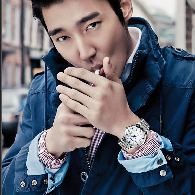 SKMEI 9069 Multifunctional Outdoor Fashion Business Waterproof Silver Shell Quartz Wrist Watch(Black) by SKMEI