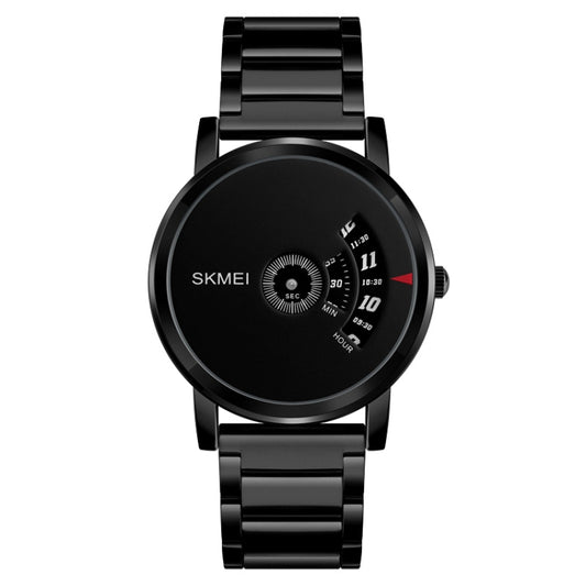 SKMEI 1260 Fashion Creative Pointer 30m Waterproof Quartz Wrist Watch with Stainless Steel Watchband(Black) by SKMEI