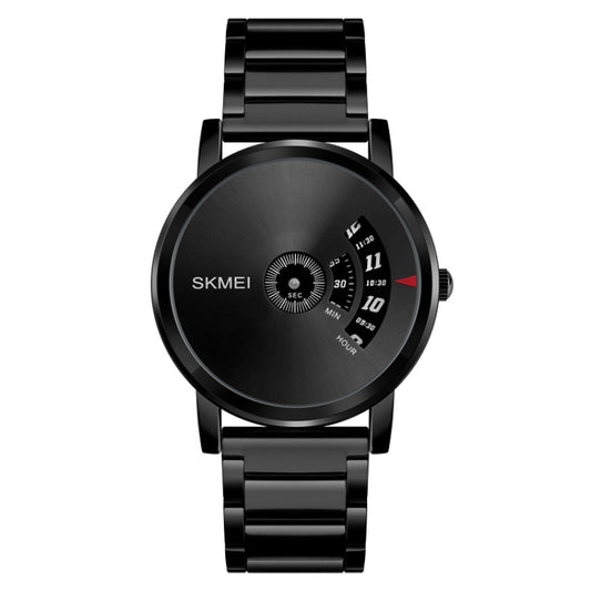 SKMEI 1260 Fashion Creative Pointer 30m Waterproof Quartz Wrist Watch with Stainless Steel Watchband(Jet Black) by SKMEI