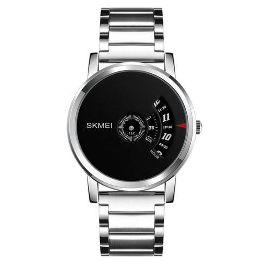 SKMEI 1260 Fashion Creative Pointer 30m Waterproof Quartz Wrist Watch with Stainless Steel Watchband(Silver+Black) by SKMEI