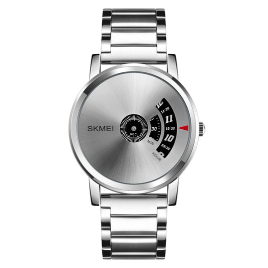 SKMEI 1260 Fashion Creative Pointer 30m Waterproof Quartz Wrist Watch with Stainless Steel Watchband(Silver) by SKMEI