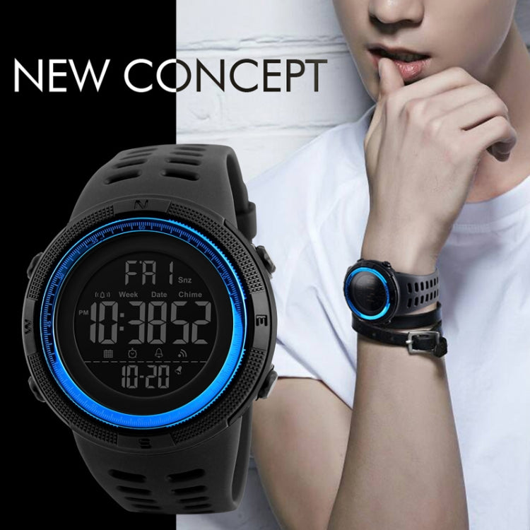 SKMEI 1251 Men Fashionable Outdoor 50m Waterproof Sports Watch Digital Watch with PU Watchband(Blue) by SKMEI