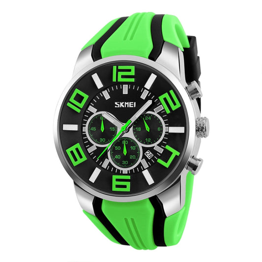 SKMEI 9128 Fashion Multifunctional 3D Large Dial Sports Wristwatch 30m Waterproof Quartz Watch(Green) by SKMEI