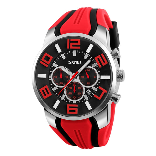 SKMEI 9128 Fashion Multifunctional 3D Large Dial Sports Wristwatch 30m Waterproof Quartz Watch(Red) by SKMEI