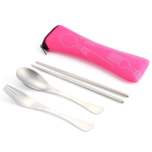 Three-Piece Outdoor Cutlery(Rose Red) by bashfashion