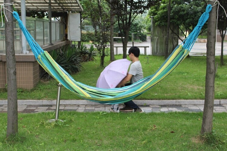 Outdoor Canvas Hammock(Blue Yellow) by bashfashion