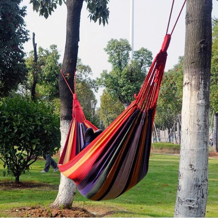 Stripe Outdoor Canvas Hammock Dual People Widening Swing Bed, Size: 190cm x 150cm(Red Stripe) by bashfashion