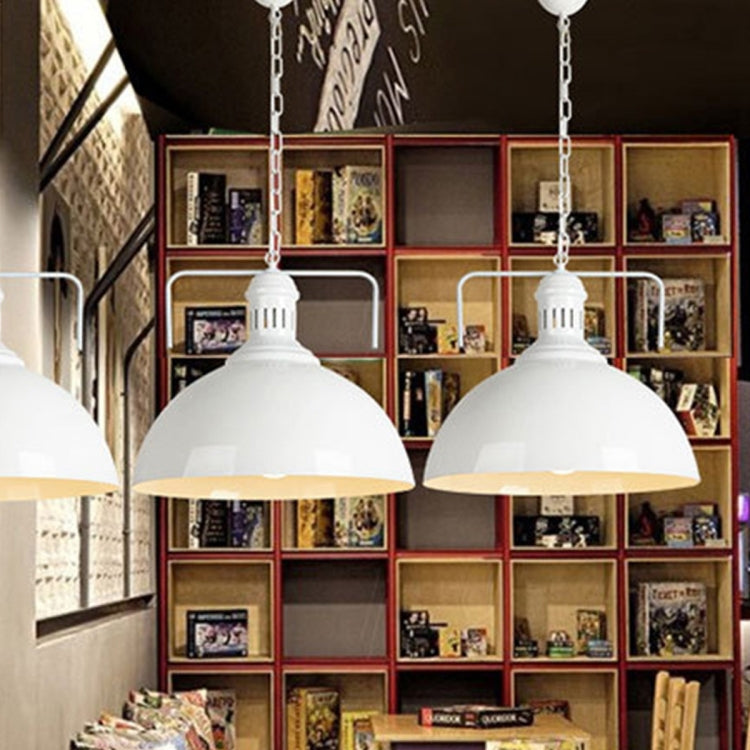 Retro Industrial Pendant Light Creative Single Head Iron Art Hanging Lamp E27 Bulb Perfect for Kitchen Dining Room Bedroom Living Room (Color:White Size: + Cold White) by YWXLight