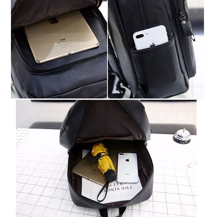 Wide Strap Casual PU Leather Double-shoulder Bag Messenger Bag for Men (Black) by bashfashion