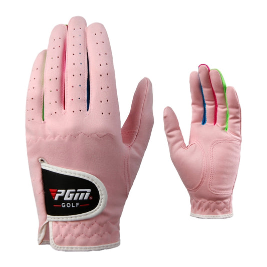 PGM One Pair Golf Microfiber Cloth Soft Comfortable Gloves for Children (Color:Pink Size:14) by PGM