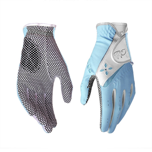 PGM One Pair Golf Non-Slip PU Leather Gloves for Women (Color:Blue Size:18) by PGM